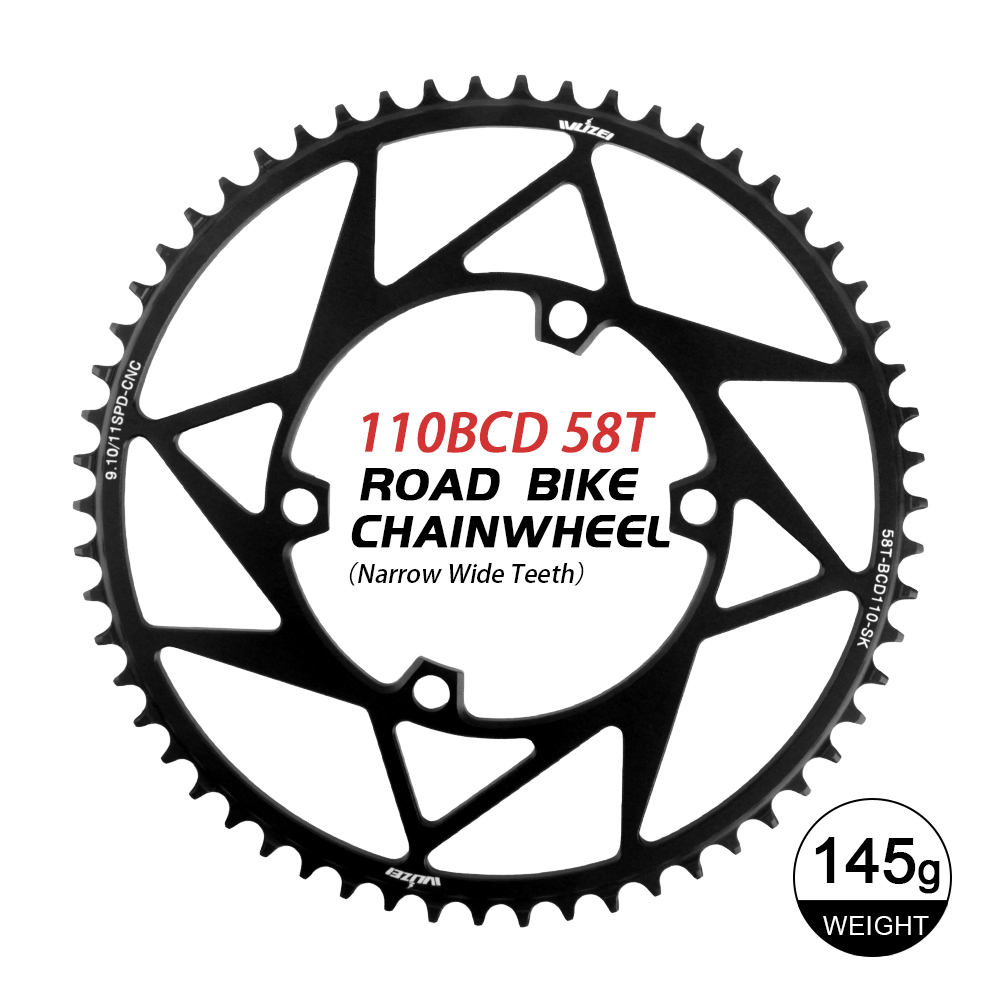WUZEI Racefiets Kettingblad 110 BCD 36/38/40/42/44/46/48/50/52/54/56/58 T Smalle Brede Sterren Tandwiel 4 Bouten voor Shimano R7000 4700: Licht Geel