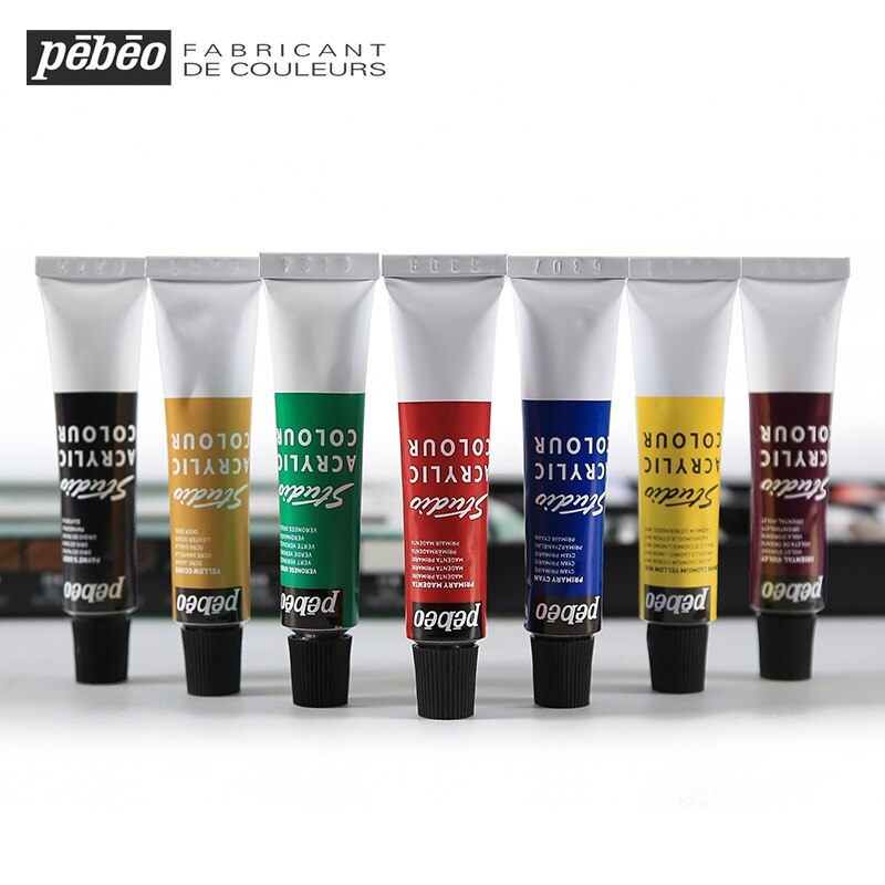 Pebeo – peintures acryliques professionnelles de 12/18/24 couleurs, Tubes de 12ml, peinture murale pour artiste, bricolage, Pigment de chaussures