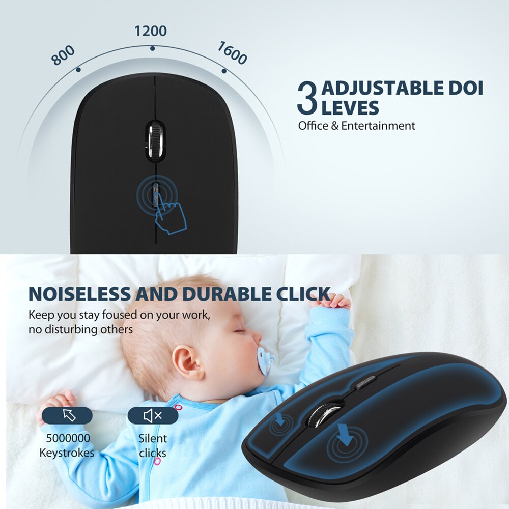 SeenDa 2.4G Wireless Keyboard and Mouse Combo Compact Quiet Full Size Wireless Keyboard and Mouse Set for Windows Computer PC