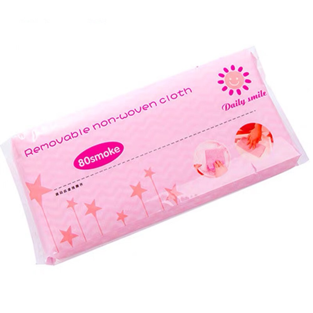 Multifunctionele vaatdoek schuurspons keukenreiniging keuken wegwerp schoonmaakdoek non-woven vaatdoek vaatdoek 80 stuks/pak: Roze / 4 pakketten