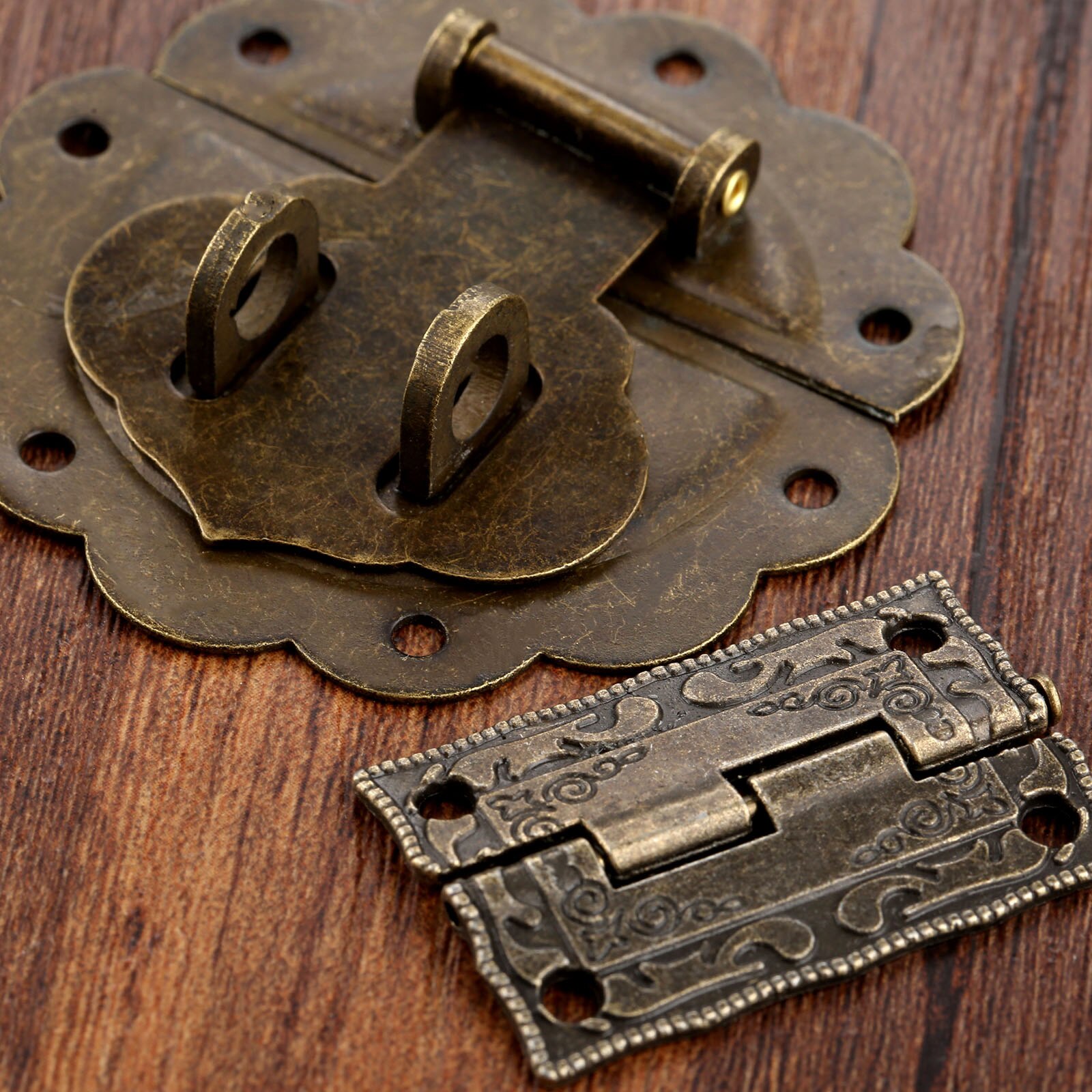 Antik møbler hardware sæt skifte lås hasp spænde lås dekorative kinesisk gammel hængelås lås til smykker trækasse 58mm