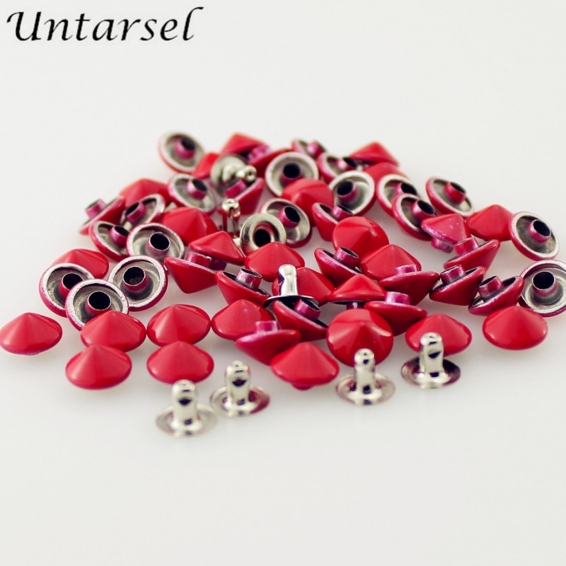 100 stücke 9mm Bunte einstellen Kegel Nieten Zink Legierung Leder Zucht Schuhe DIY Punk Stil Spitze Schraube Für Gürtel taschen pulseras pinchos
