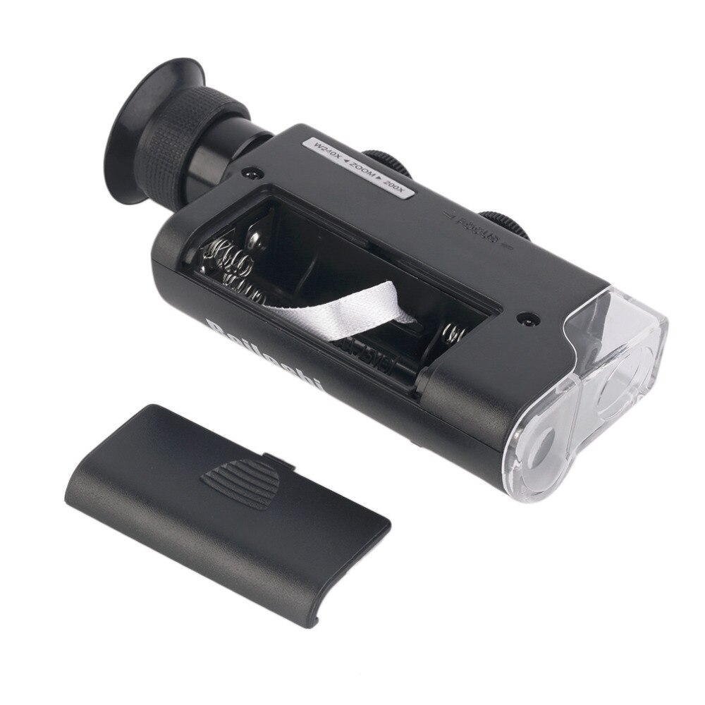 Mini Portable Microscope 200X~240X Handheld LED Lamp Light Loupe Zoom Magnifier Magnifying Glass Mini Pocket Lens