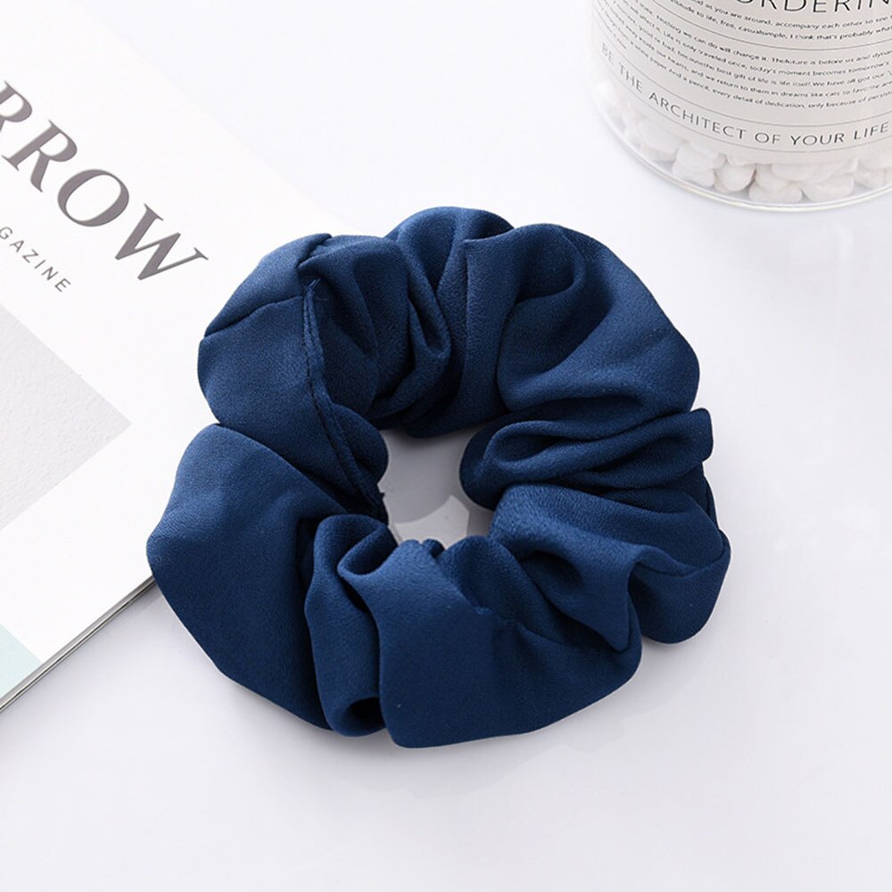 Vrouwen Haar Accesoires Effen Kleur Haar Tie Scrunchies Chiffon Paardenstaart Haar Scrunchy Houder Touw Hoofddeksels Voor Meisjes Vrouwen: Blauw