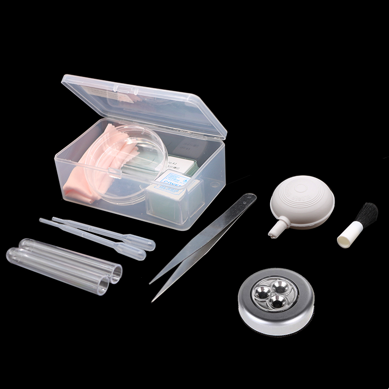 Biological Microscope Accessories Set Making Biological Specimen Tools Slides Dropper Tweezers Test Tube for Laboratory Teaching