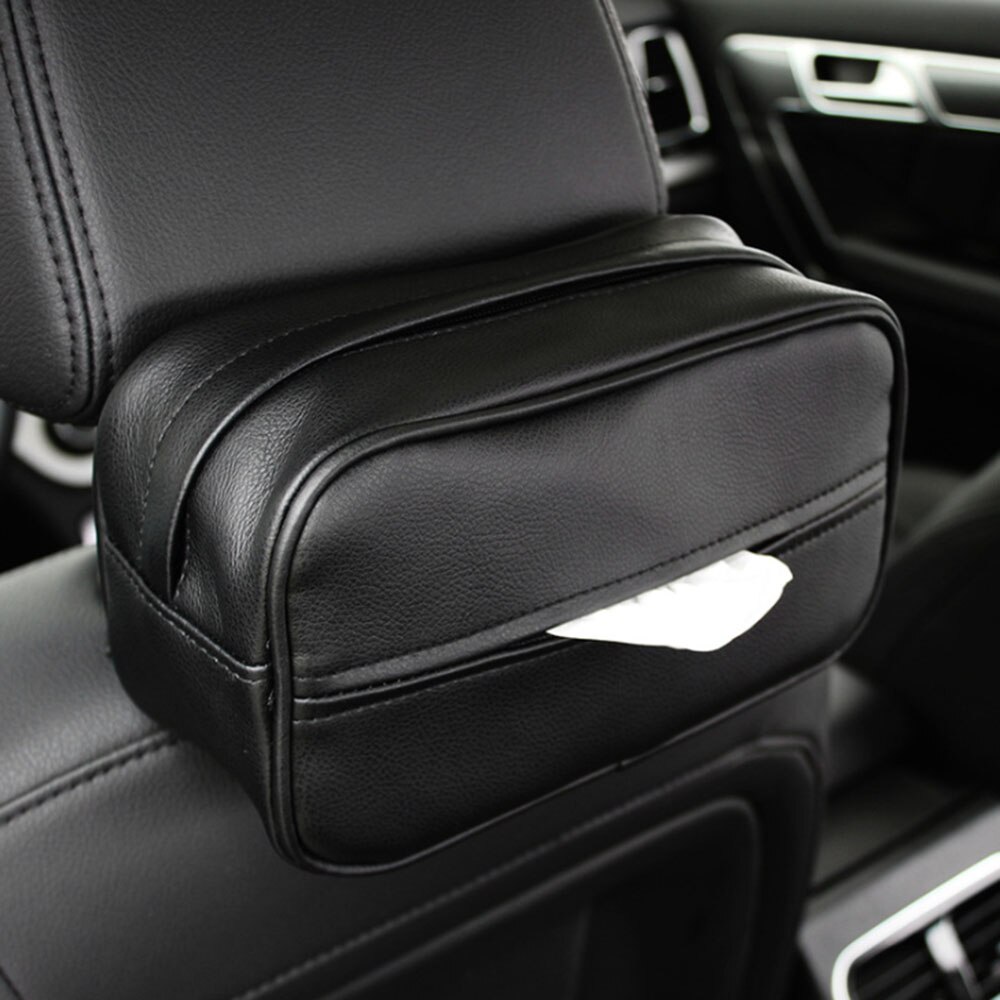 Universal Car Tissue Box Leather Car With Multifunctional Hanging Paper Box Pumping Paper Bag Storage Box Accessories