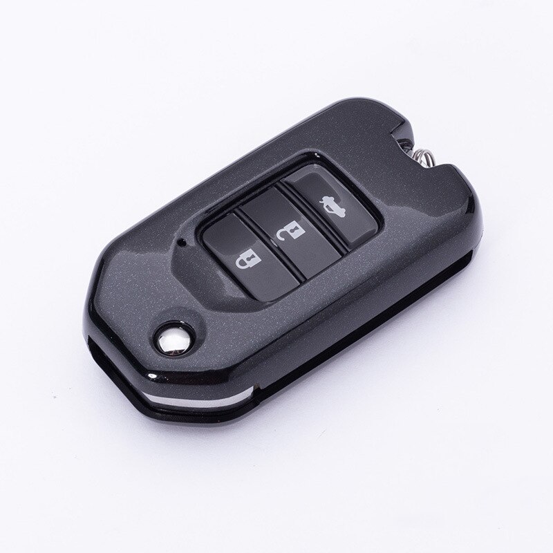 ABS Car Flip Key Cover Case For Honda Civic CR-V HR-V XRV Jazz Greiz Creed Odyssey Auto Key Protection Accessories: F-Black