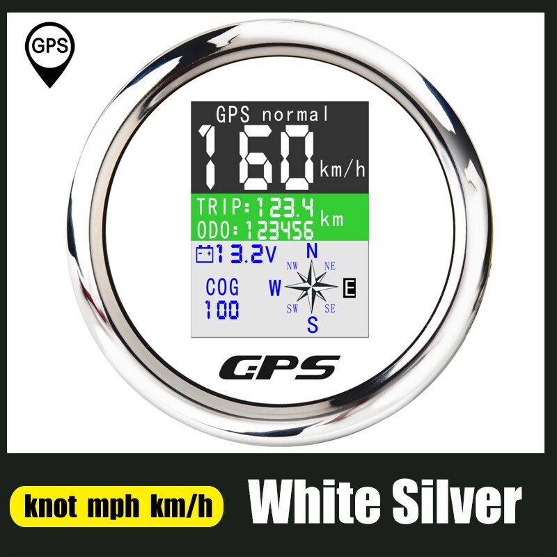 85Mm Gps Snelheidsmeter Voor Boot Auto Motorjacht Met Gps Antenne Tft-scherm Waterdichte Kilometerteller Verstelbare Trip Odo Cog voltmeter: WS