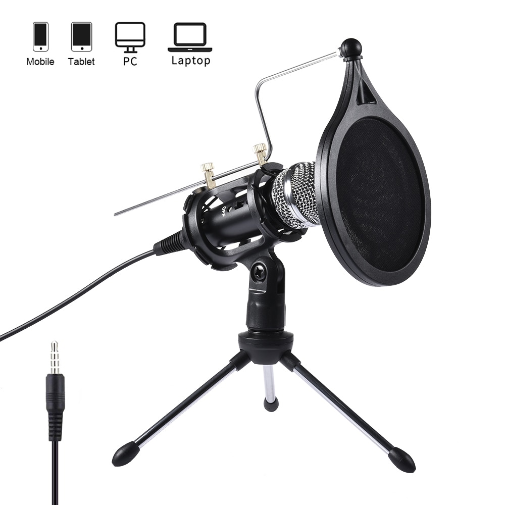 Karaoke Recording Condenser Microphone mobile phone microphone 3.5mm Jack microphone for Computer PC mic for iphone Android Live