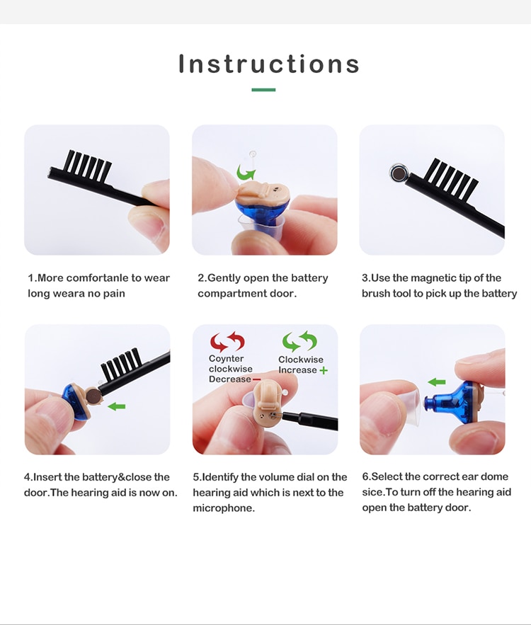 Hearing aids for deafness mini elderly sound amplifier in ear Micro Hearing Aid for Seniors Invisible Adjustable Wireless with