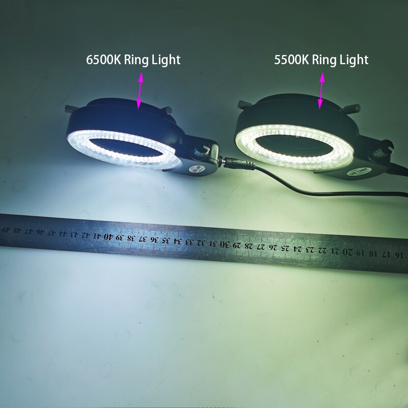 Einstellbar 6500K 5500K 144 LED Ring Licht illuminator Lampe Fo Industrie Stereo Mikroskop Objektiv Kamera Lupe 110V-240V Adapter