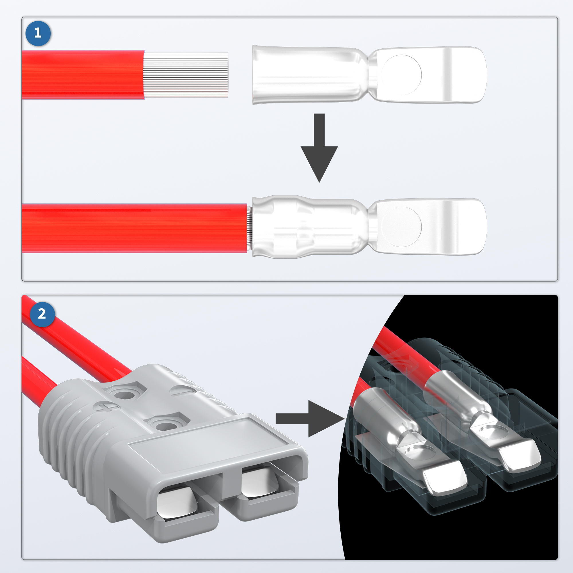2Stck 50A 175A 350A Anderson Stecker Batterie schnell anschließen Trennen Stecker 600V Abschleppen Winde schnell anschließen Kabelbaum stecker