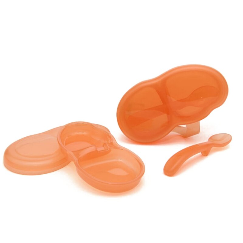 B2EB – bol à compartiment Portable pour bébé, boîte à aliments complémentaires, vaisselle avec couvercle et cuillère, assiette d&#39;alimentation d&#39;apprentissage pour nourrissons: Orange