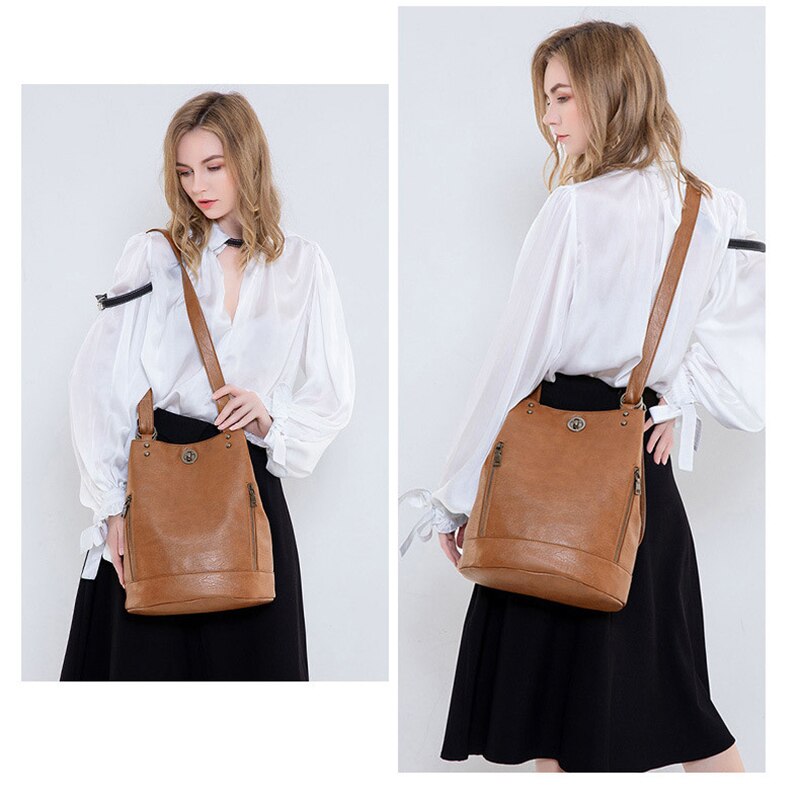 Pomelo 'S Rugzak Vrouwen Zacht Pu Lederen Rugzak Voor Vrouwen Waterdichte Dames Rugzak Vrouw Schoudertas Bagpack