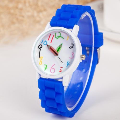 Kinderen Kids Arabische Cijfers Potlood Analoge Weergave Quartz Polshorloge Kids Kinderen Relogio Feminino Trendy Horloge: Blauw