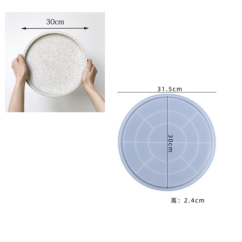 Beton rund bakke form rund base form smykker opbevaringsbakke diy ler epoxy cement bakke silikone form: 30cm runde