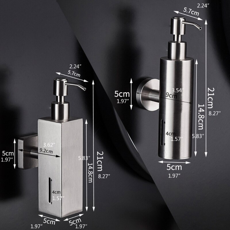 Stainless Steel Brushed Nickel Finish Soap Dispenser Bathroom Shampoo Box Soap Container Wall Mounted Soap Dispenser