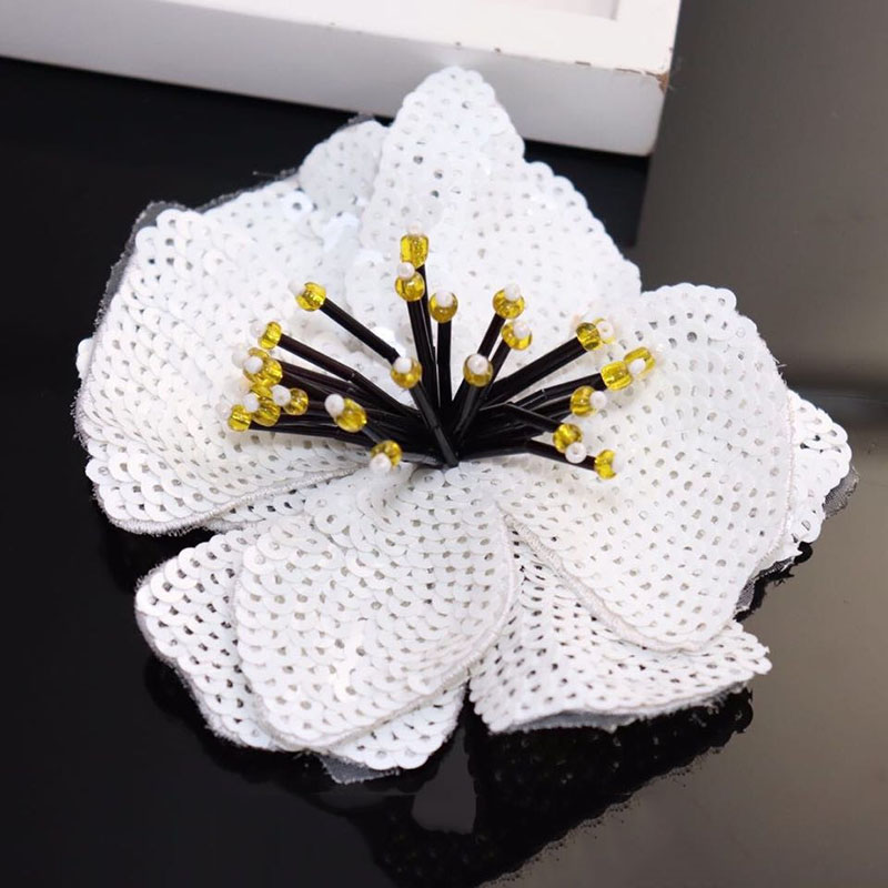 11Cm Twee Lagen Kleurrijke Pailletten Sticker Bloem Patch Naaien Kleding Decoratie Applique: Black Nickel