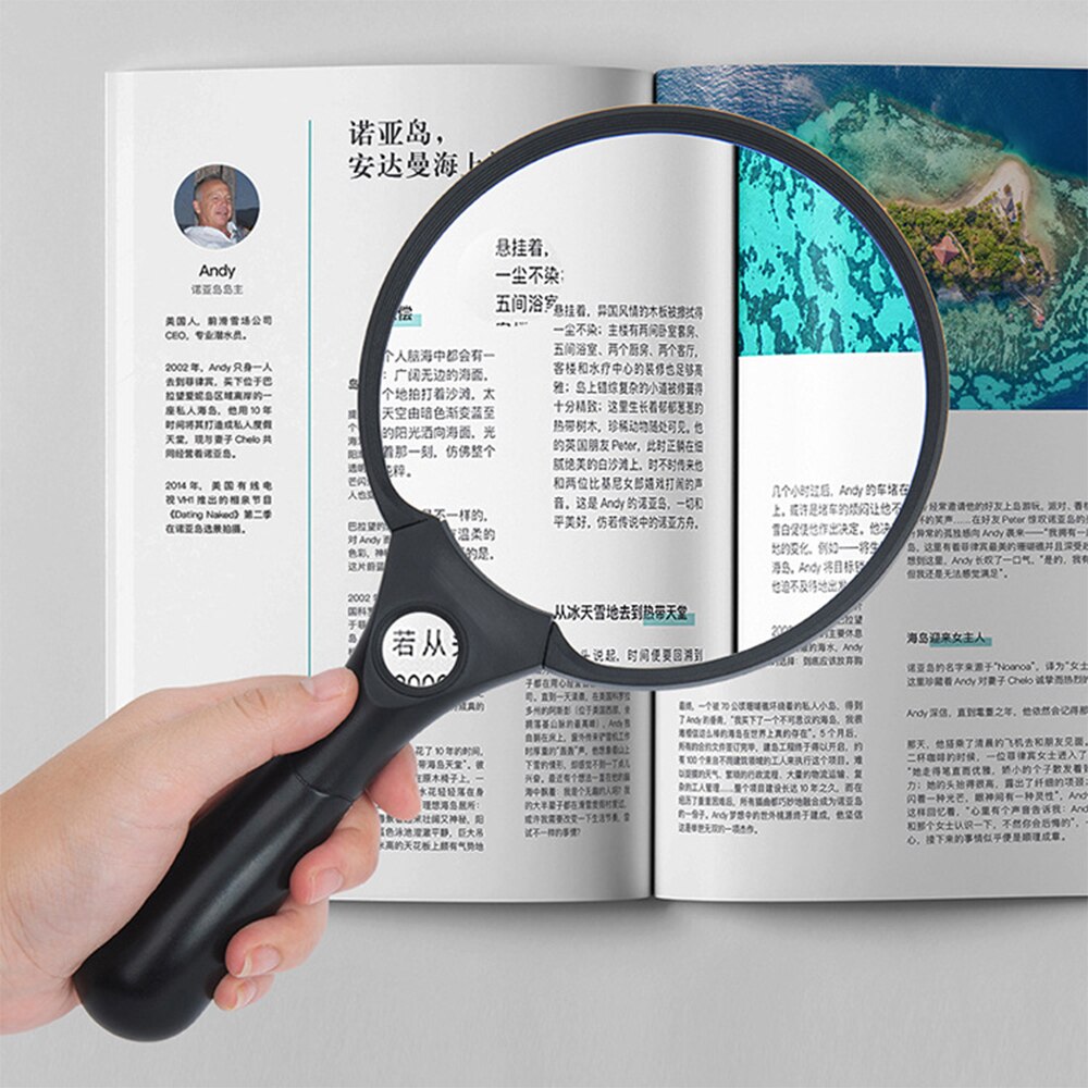 Magnifying Glass with LED Light Handheld Reading 137mm Large Magnifying Lens Loupe Glass Jewelry Inspection Handheld Tool