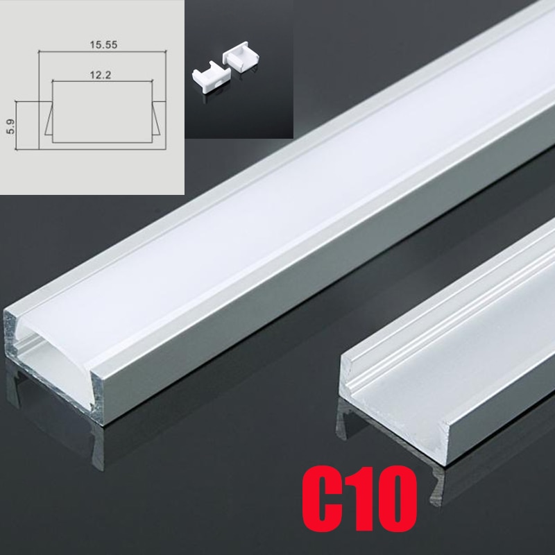 C10 5 Sets 50 cm U-vorm LED Bar Lichten Aluminium Channel Profiel Met Cover, eindkappen en Bevestigingsmateriaal voor LED Strip Verlichting