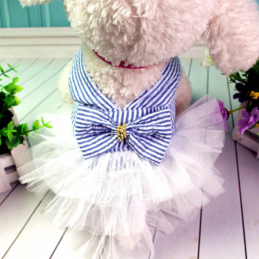 Haustier Hund Sommer Boden Streifen Druck Kleid Kleidung Haustier Katze Kleid ropa para gatos abiye gece elbisesi chinesische katze kostüm neue