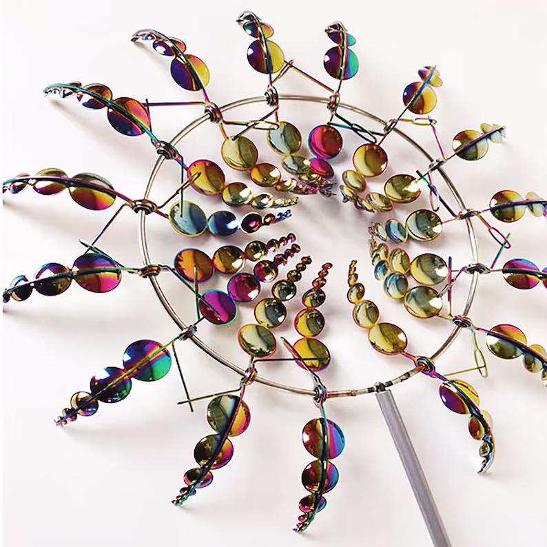 1pc Magical Kinetic Metal Windmill Spinner Unique Wind Powered Catchers Patio Garden Lawn Outdoor Courtyard Decoration: Lavender