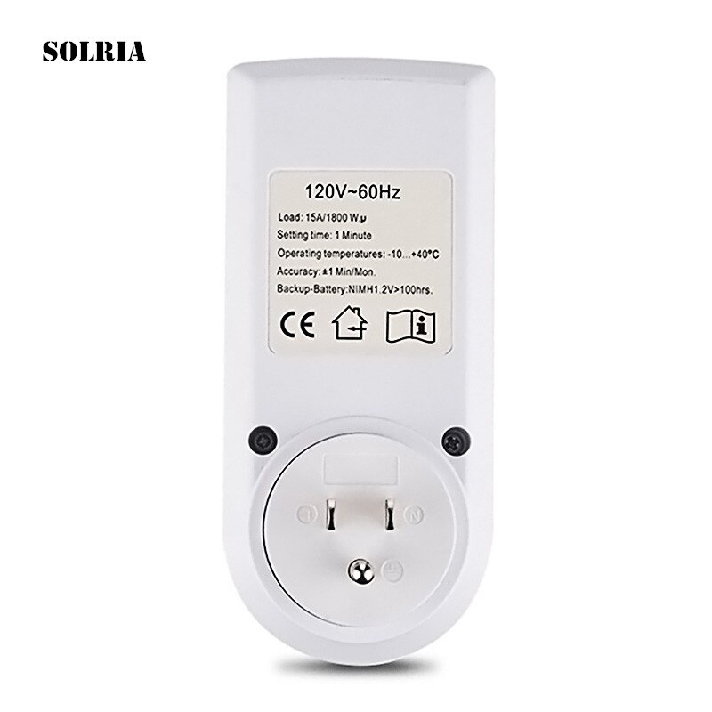 Digital Electric Timer Switch US 120V 60Hz 1800W 15A Plug Kitchen Timer Outlet LCD Big Screen Plug Save Power Timing Socket