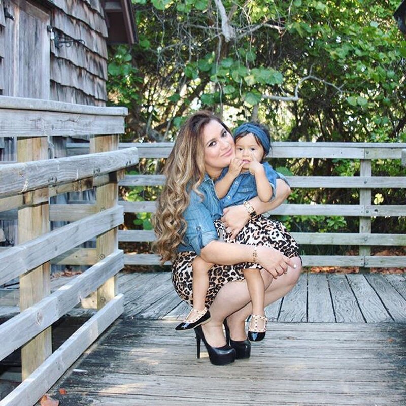 Familie matchende denim toppe leopard kjole kvinder mor baby pige fanshion outfits: 0-1 år gammel