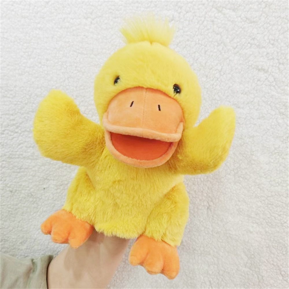 Christmas Movable Open Mouths Plush Animal Puppets Dog Horse Sheep Stuffed Animal Stuffed Hand Doll Soft Cow Duck Pig Teaching: black