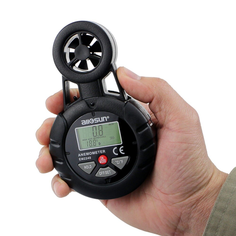 all-sun EM2240 Digital anemometer measure currentaverage or max.wind speed temperature measurement wind force indication tester