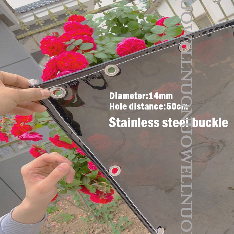 Custom 0.35mm Thick PVC Rainproof Cloth Black Transparent Tarpaulin Garden Plant Awning Aiti-UV Sun Protective Waterproof Cover