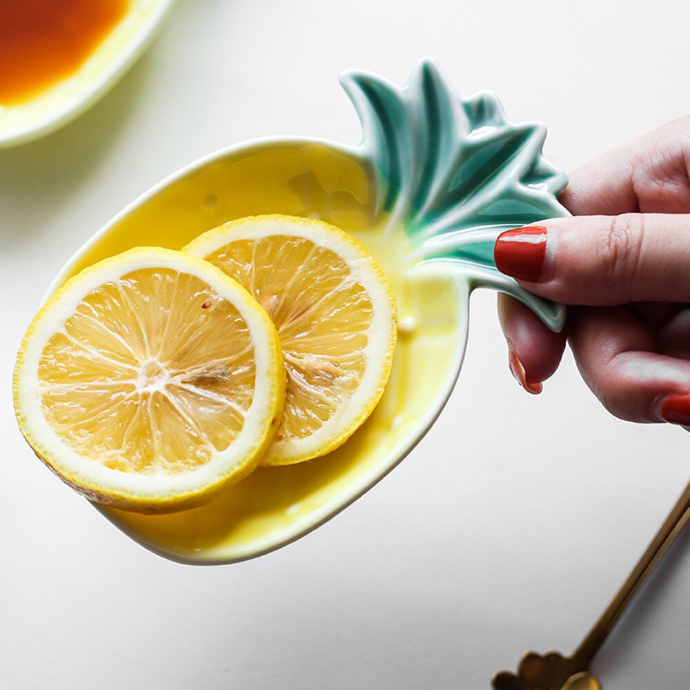 Cute Pineapple Dish Ceramic Soy Sauce Dishes Home Fruit Plate Tableware Sumer