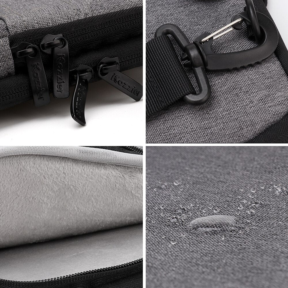 Icozzier 13.3/15.6 inch laptophoes met drie zijvakken, handvat en schouderband / laptoptas voor 13/15 inch ultrabooks