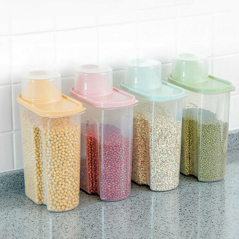 Boîte de stockage de nourriture de PP ensemble de récipient clair en plastique avec verser des couvercles bouteilles de Grains pots de stockage de réservoir cuisine séchée 1.9L-2.5L D4E7