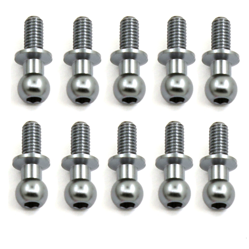 10 Uds M3 tornillos de cabeza de bola hexagonal de Metal para Tamiya TT01 TT02 Sakura D5 1/10 RC Drift Car repuestos universales: Plata