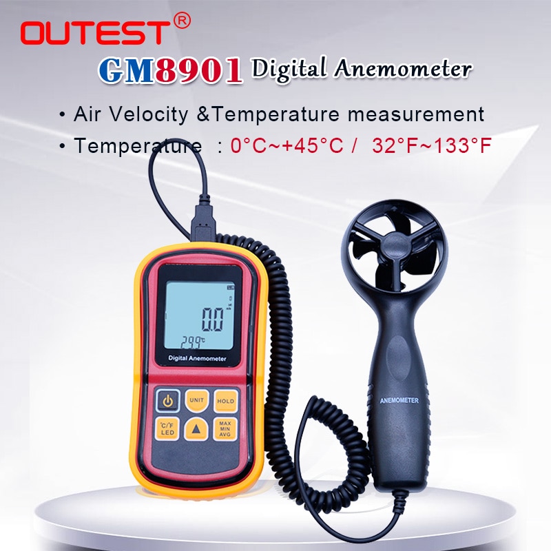GM8901 0~45m/s High Accuracy Anemometro LCD Displa... – Grandado