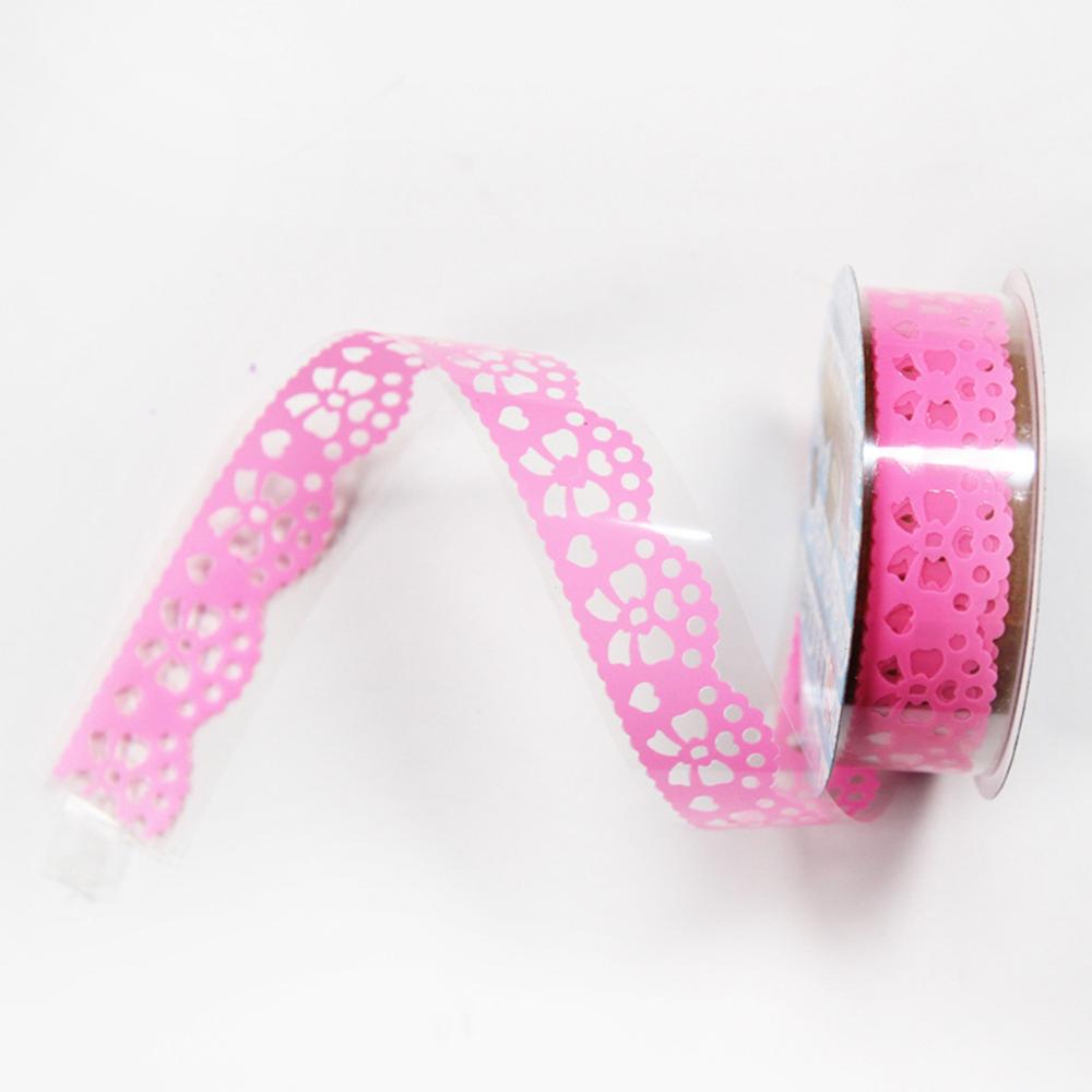 Lace Flower Masking Tape Paper Ribbon Lace Roll Scrapbooking Self Adhesive Sticker DIY Album Decorative: Dark Pink