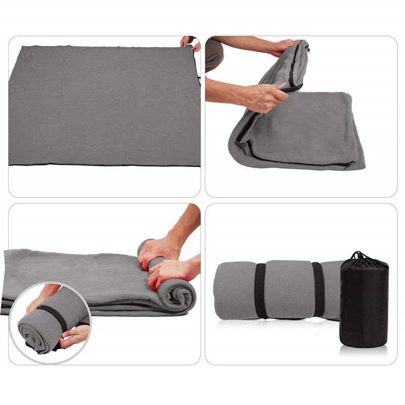 Saco de dormir de forro polar para adulto, manta de microfibra para exteriores, para mochilero, Camping, senderismo, Picnic, Hotel y oficina