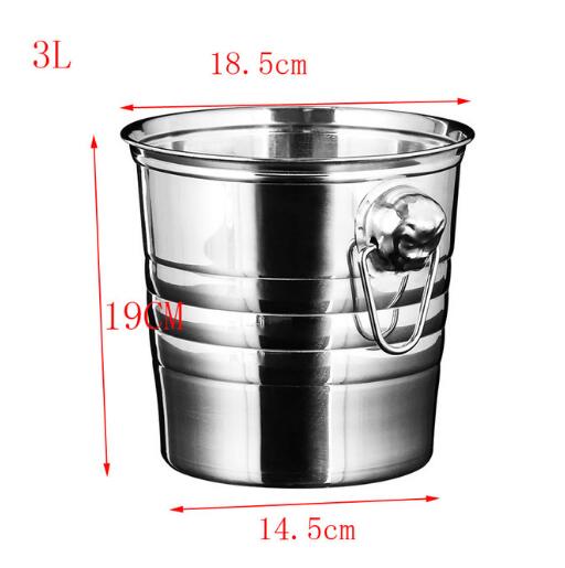 Europese Stijl Zilveren Roestvrij Staal Grote Ijs Punch Emmer Wijn Bier Koeler Champagne Koeler Party WF101511: Silver 3L