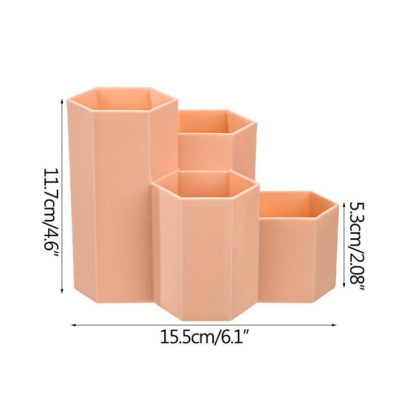 Home Office Pen Holder Storage Box Desk Accessories Stationery Organizer Storage Containers Student Hexagonal Pencil Box