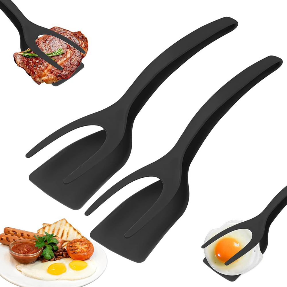 2-in-1 Grip Flip Spatel Tang Ei Flipper Spatel Nylon Non Stick Coating Pannenkoek Vis Franse Toast Omelet Maken tool