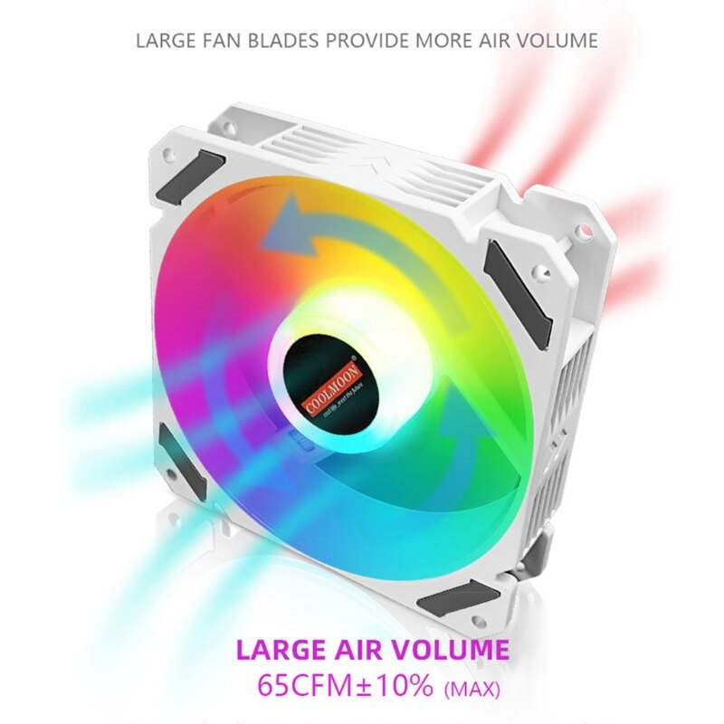 Coolmoon 120mm PWM ARGB PC Case Fan Quiet 4 Pin Addressable RGB Cooling Fan for CPU Cooler Computer Chassis