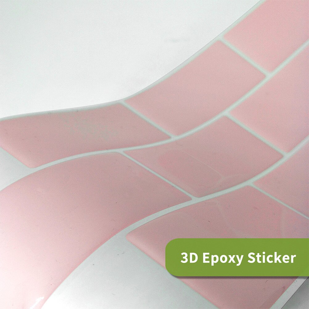 1Pc Wall Stickers PVC 30*13cm Pink Tile Stickers Kitchen Wall Tile Bathroom Mosaic Se-lf Adhesive