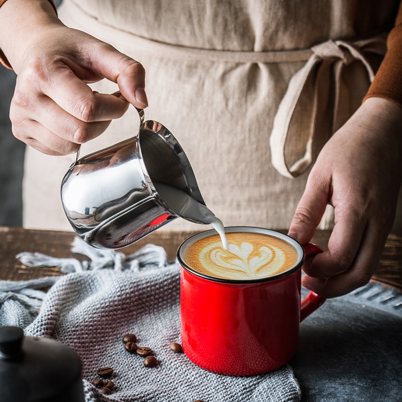 Koffie Melk Mokken Cup Potten Kruik Handvat Craft Koffie Garland Cup Latte Jug Verdikte Rvs