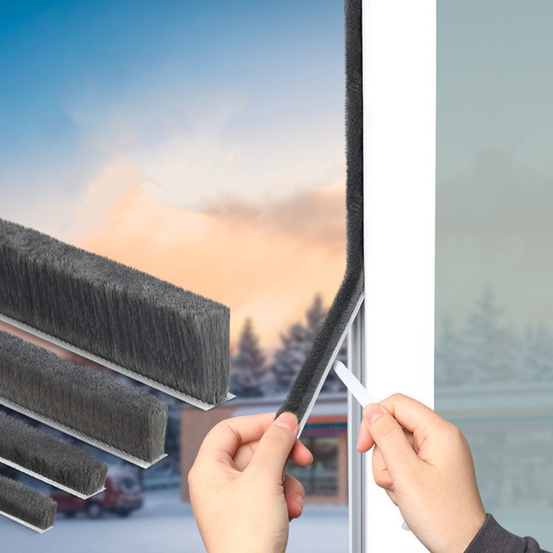 Tira de cepillo autoadhesiva de 10 metros, tira de sellado para puerta y ventana, puerta de casa, ventana, aislamiento acústico, película de sellado, tira meteorológica para puerta Swal