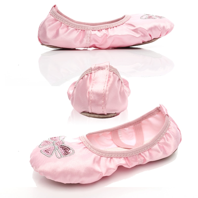 Embroidered SATIN SEQUIN dance shoes soft soled ballet shoes