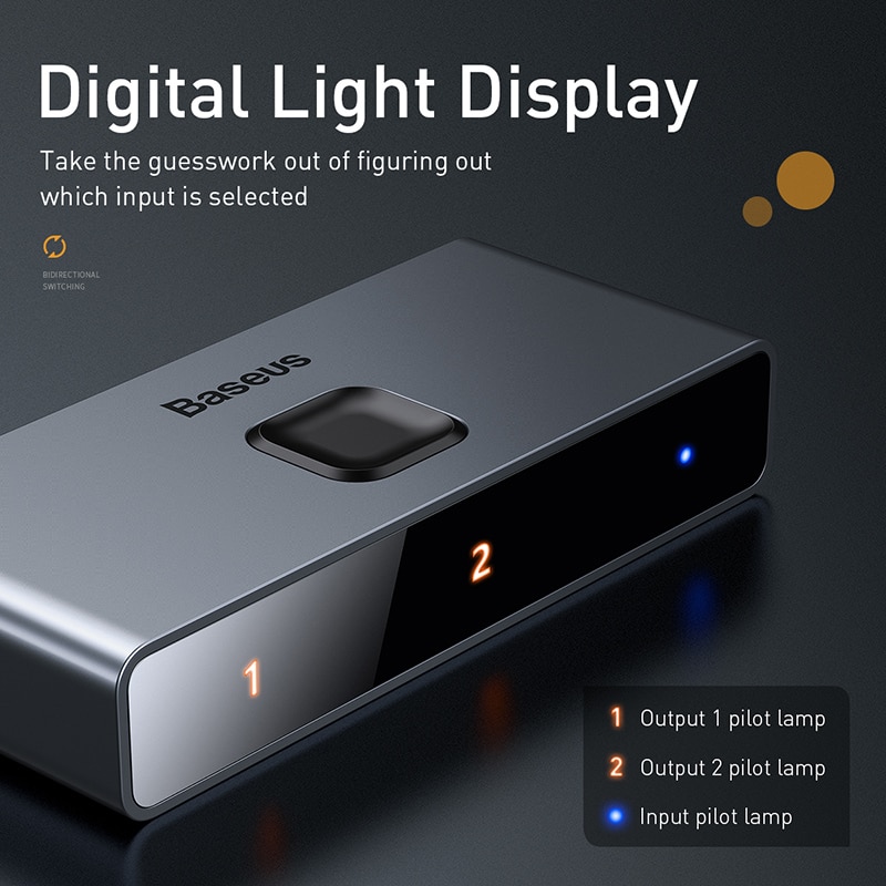 Baseus 4K Hd Switch Hdmi-Compat Adapter Voor Xiaomi Mi Box Hd Switcher 1x 2/2X1 Voor PS4/3 Tv Box Schakelaar 4K Hd Bi-Richting Schakelaar