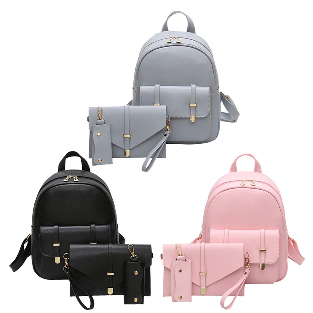 , mochila de cuero PU para mujeres, lindas mochilas escolares para adolescentes, bolso negro para hombro, mochila para mujeres, conjunto