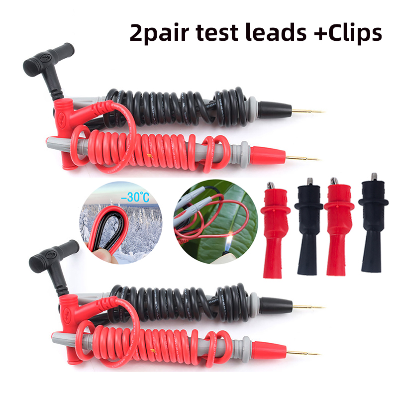Siliconen draad Universele Sonde Meetsnoeren Pin voor Digitale Multimeter Naald Tip Multi Meter Tester Probe 20A 1000V 1 paar: green