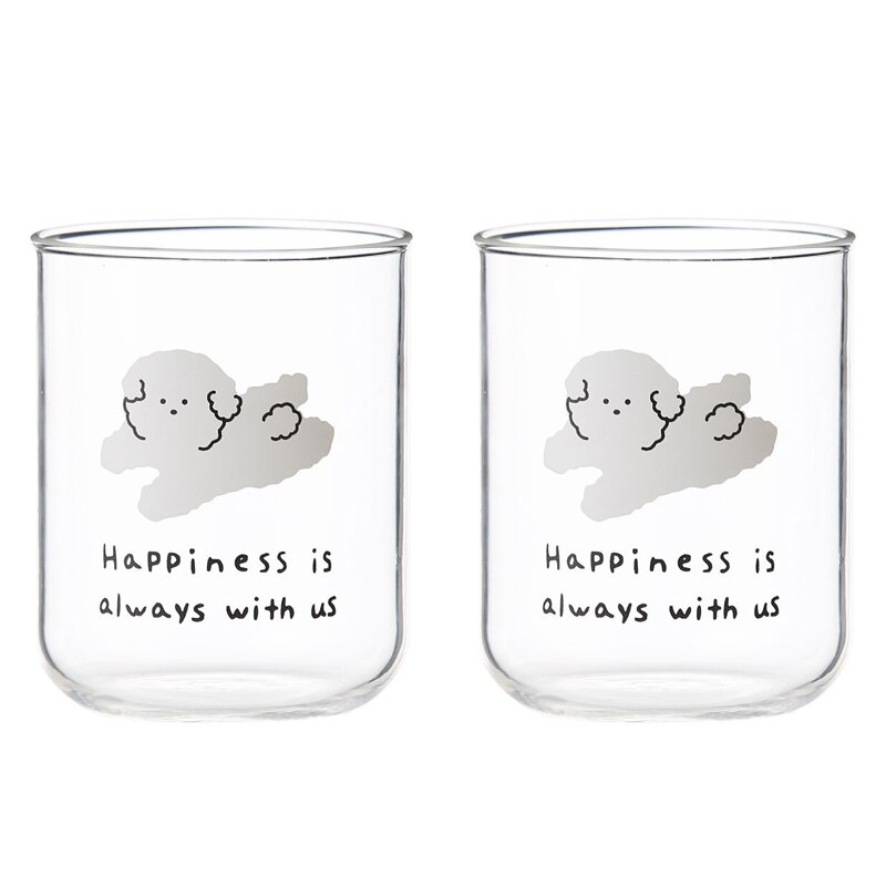 300ml koreanska tecknade glasborosilikat värmebeständig kaffemugg hushållsfrukost mjölkmuggar juice kopp hem drinkware: 2 st